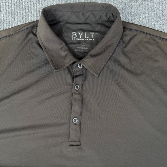 BYLT Basics Other - BYLT Polo Shirt Mens XXL Black Drop-Cut Lux Performance Golf Stretch 1/4 Button